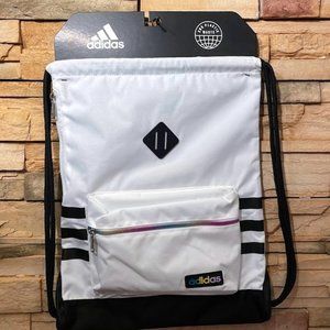 Adidas White and Black Sackpack with Zipper NWT